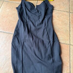 Women's Black Mini Sheath Dress - Sleek V-Neck Fit